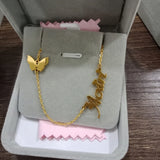 Butterfly Name Necklace Stainless Steel Personalized Jewelry