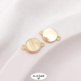 14K Inlaid Sea Water Yellow Shell Double Hole Pendant DIY Accessories