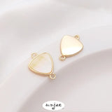 14K Inlaid Sea Water Yellow Shell Double Hole Pendant DIY Accessories