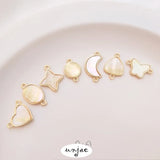 14K Inlaid Sea Water Yellow Shell Double Hole Pendant DIY Accessories