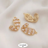 14K Inlaid Zircon Butterfly & Love Heart Pendant
