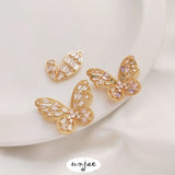 14K Inlaid Zircon Butterfly & Love Heart Pendant