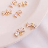 14K Gold-Plated Zircon Bow Pin Pendant DIY Pendant Accessories