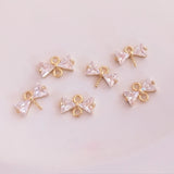 14K Gold-Plated Zircon Bow Pin Pendant DIY Pendant Accessories