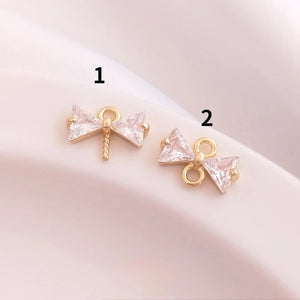 14K Gold-Plated Zircon Bow Pin Pendant DIY Pendant Accessories