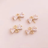 14K Gold-Plated Zircon Bow Pin Pendant DIY Pendant Accessories