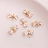 14K Gold-Plated Zircon Bow Pin Pendant DIY Pendant Accessories