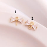 14K Gold-Plated Zircon Bow Pin Pendant DIY Pendant Accessories