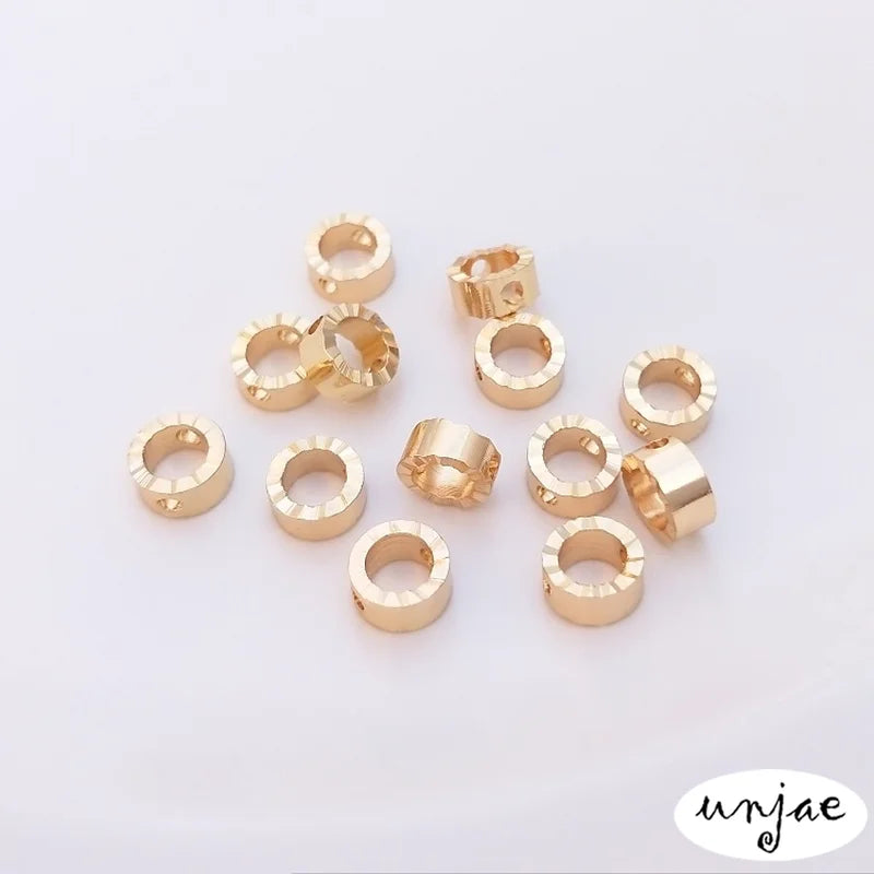 14K Wave Edge Flower Bead Ring Set DIY Bracelet Earrings