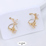 14K Zircon Butterfly Earrings S925 Steel Earrings