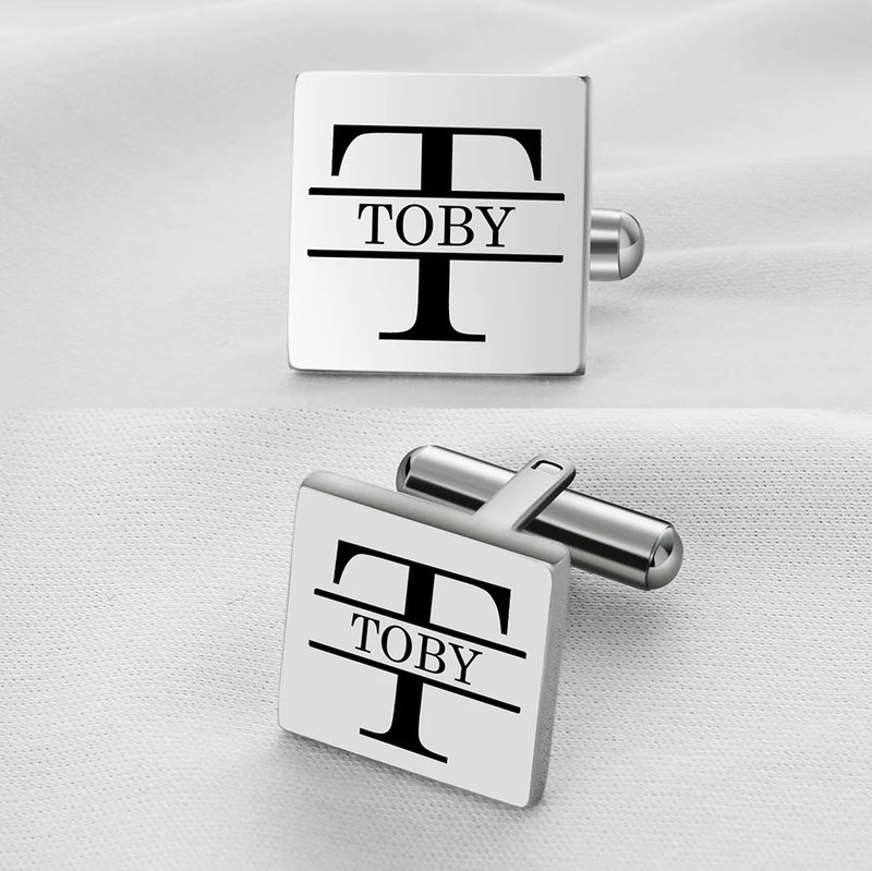 Custom Cufflinks with Engraved Initials & Dates for Men