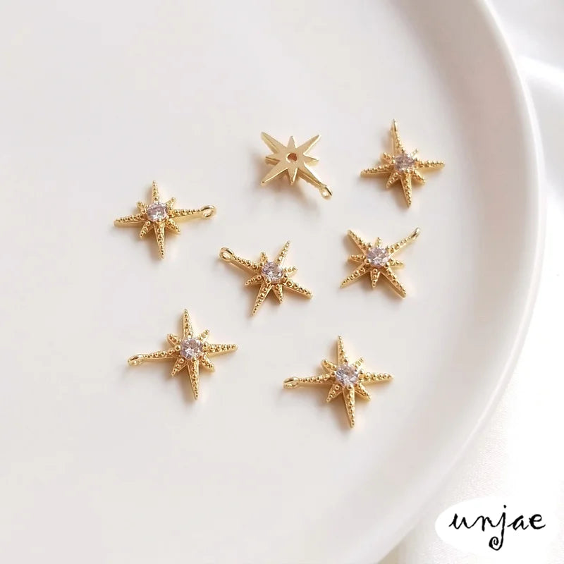 8 Star Lucky Compass Pendant 14K Zircon Bracelet Necklace