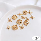8 Star Lucky Compass Pendant 14K Zircon Bracelet Necklace