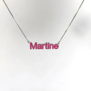 Enamel Necklace Personalized Stainless Steel Nameplate Pendant