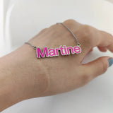 Enamel Necklace Personalized Stainless Steel Nameplate Pendant
