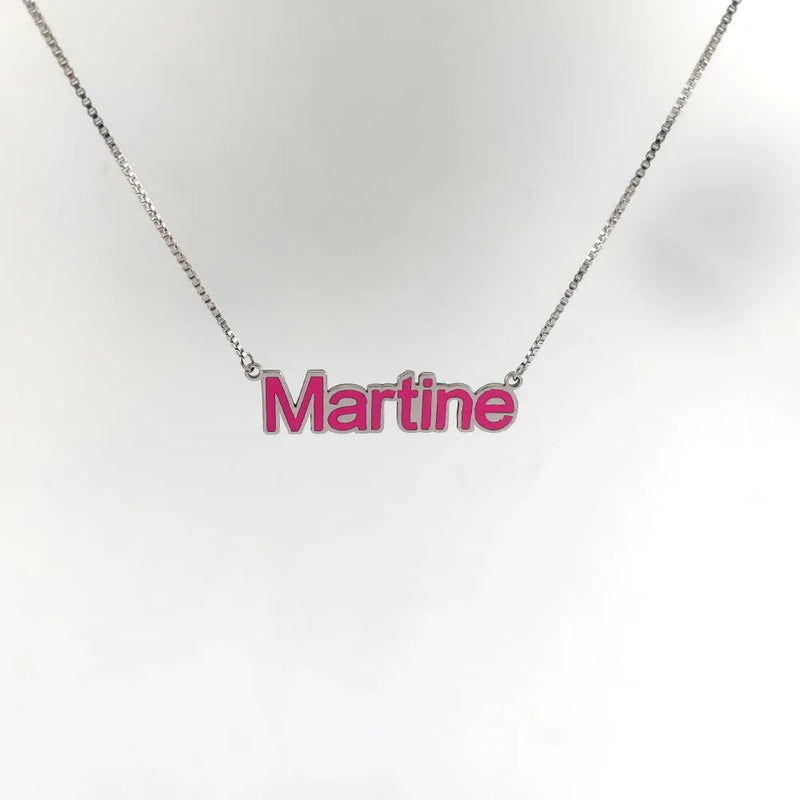 Enamel Necklace Personalized Stainless Steel Nameplate Pendant