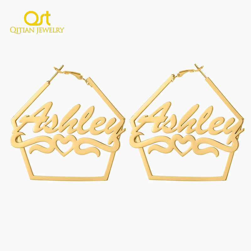 Personalized Name Hoops Stainless Steel Jewelry