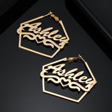 Personalized Name Hoops Stainless Steel Jewelry