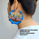 Leopard Print Name Hoop Bamboo Earrings