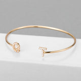 Personalized Initial Bracelet Pave Crystal Cuff Bangle