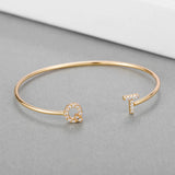 Personalized Initial Bracelet Pave Crystal Cuff Bangle