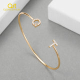 Personalized Initial Bracelet Pave Crystal Cuff Bangle