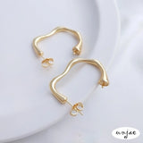 925 Silver Pin Earrings, 14K French Abstract Curve Earrings
