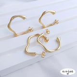 925 Silver Pin Earrings, 14K French Abstract Curve Earrings