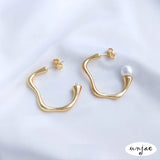 925 Silver Pin Earrings, 14K French Abstract Curve Earrings