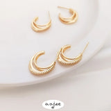 Micro Zircon C-Ring Earrings 14K S925 Silver Needle Feminine Earrings