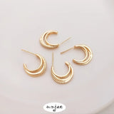 Micro Zircon C-Ring Earrings 14K S925 Silver Needle Feminine Earrings