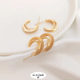 Micro Zircon C-Ring Earrings 14K S925 Silver Needle Feminine Earrings