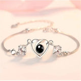 Photo Projection Bracelet with Silver/Rose Heart Cubic Zirconia