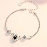 Photo Projection Bracelet with Silver/Rose Heart Cubic Zirconia