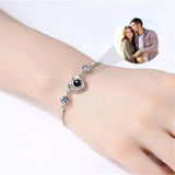 Photo Projection Bracelet with Silver/Rose Heart Cubic Zirconia