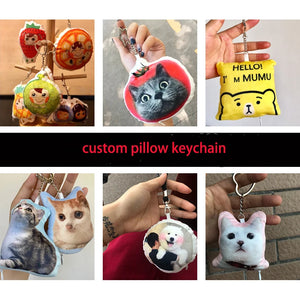 Custom Pet Picture Pillow Keychain - Personalized Dog Cat Photo