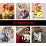 Custom Pet Picture Pillow Keychain - Personalized Dog Cat Photo