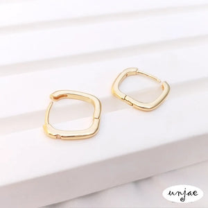 14K Inlaid Zirconium Square Ring Earrings & Ear Ornaments
