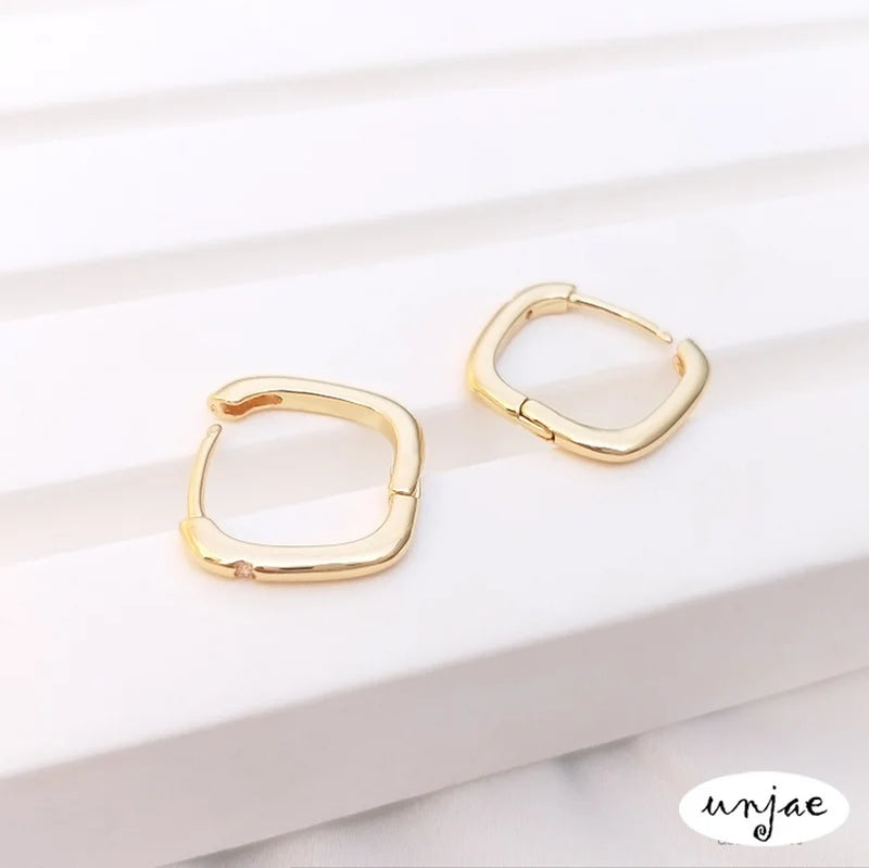 14K Inlaid Zirconium Square Ring Earrings & Ear Ornaments