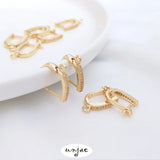 14K Zircon Inlaid Retaining Earring Accessories DIY Jewelry Material