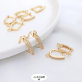 14K Zircon Inlaid Retaining Earring Accessories DIY Jewelry Material