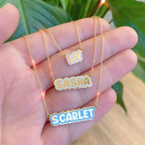 Custom Enamel Bubble Name Necklace Stainless Steel