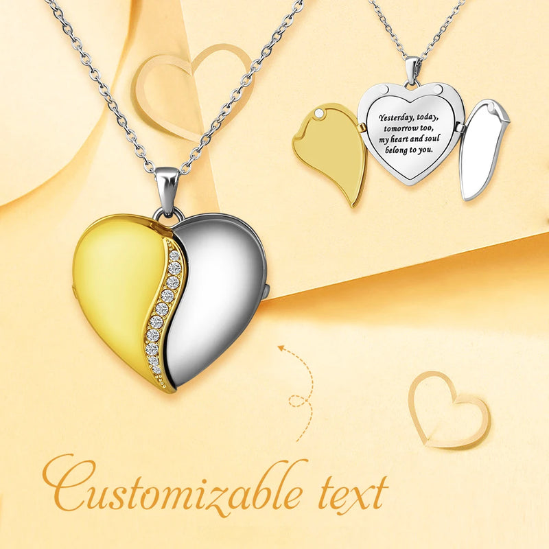 Heart Locket Pendant Necklace - Gift for Wife Daughter Mother