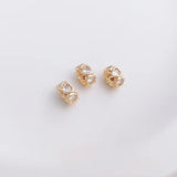 14K Peach Heart Zirconia Bead Spacer Ring Necklace Jewelry
