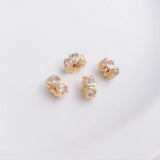 14K Peach Heart Zirconia Bead Spacer Ring Necklace Jewelry