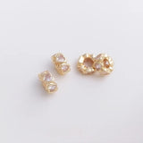 14K Peach Heart Zirconia Bead Spacer Ring Necklace Jewelry