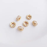 14K Peach Heart Zirconia Bead Spacer Ring Necklace Jewelry