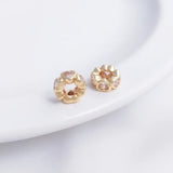 14K Peach Heart Zirconia Bead Spacer Ring Necklace Jewelry