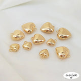 14K Clad Copper Plated Heart Pendant for DIY Bracelet Necklace