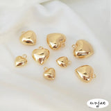 14K Clad Copper Plated Heart Pendant for DIY Bracelet Necklace